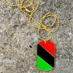 Red Black and Green Pendant with Chain